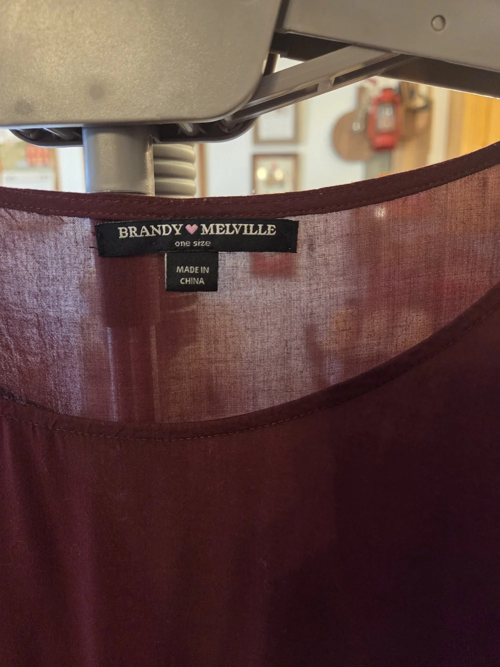 Brandy Melville Burgundy Short-Sleeve Babydoll Tunic - Picture 4 of 8